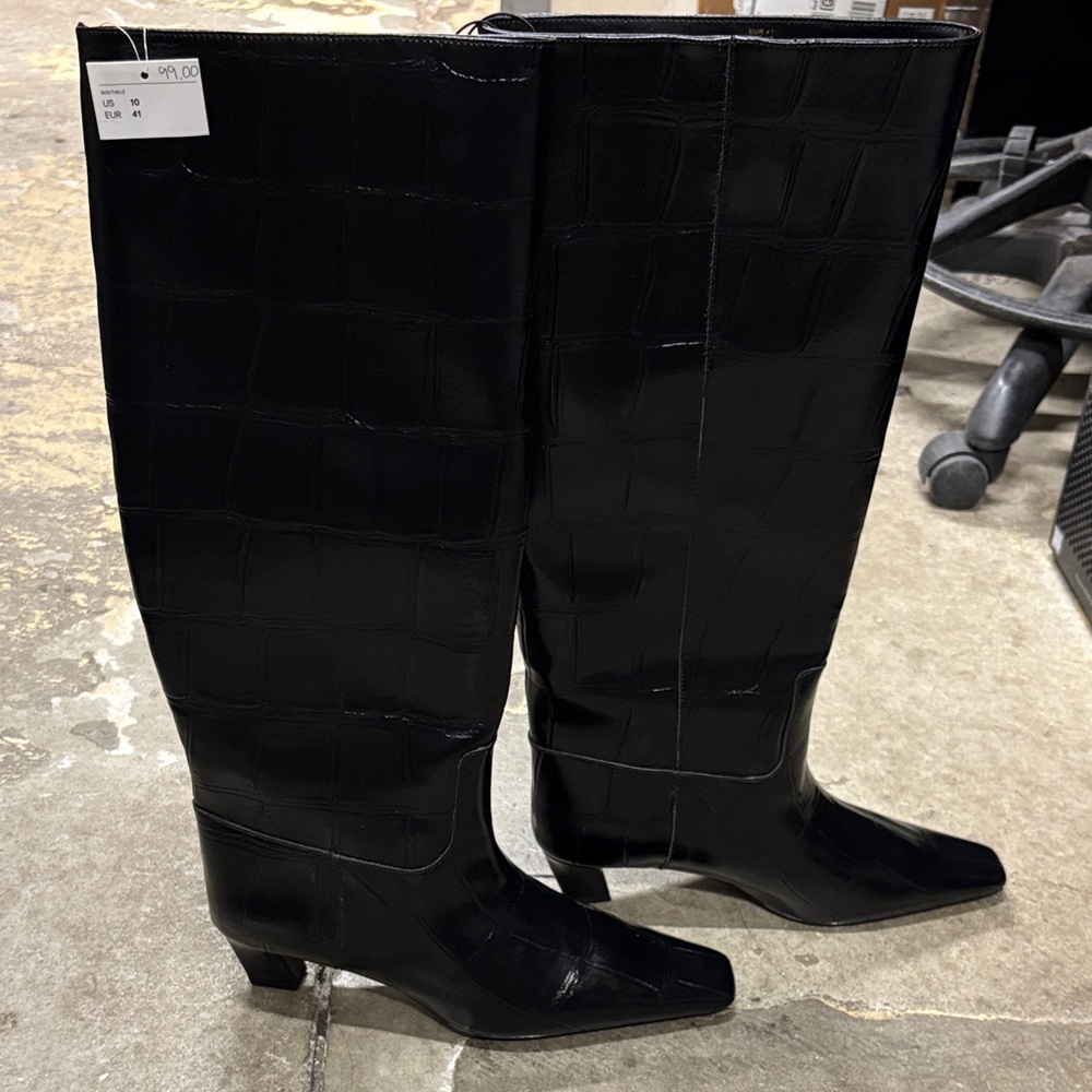BNWT H&M Croc Black Knee-High Boots - Picture 8 of 12